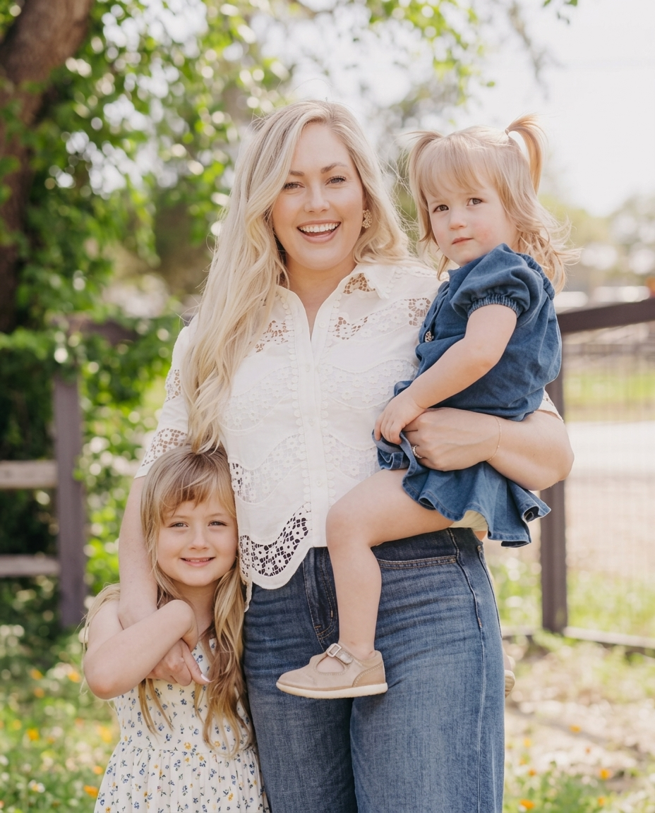 Kelsey Ozar with her two daughters